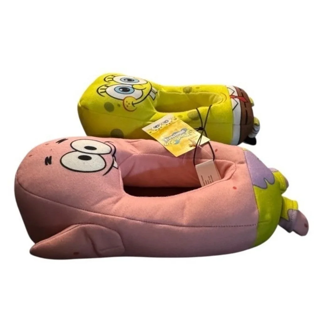 Kids Spongebob Patrick Star‎ Plush Slippers Youth Size 4-5 Yellow Pink